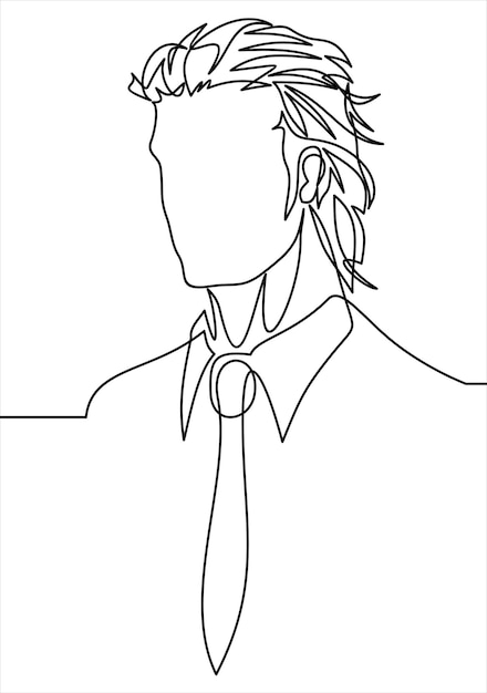 Continuous one line drawing of man portrait Hairstyle Fashionable men's style