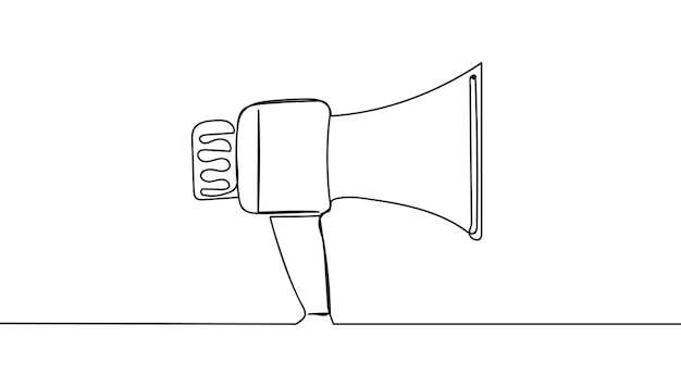 Continuous one line drawing of megaphone