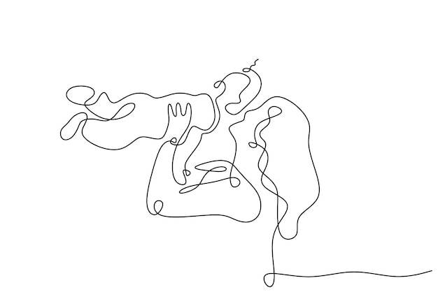 Continuous one line drawing of mom and kid