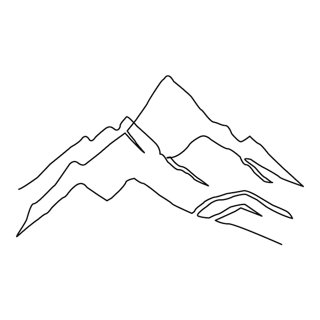 continuous one line drawing of mountains landscape of mountain range single line drawn Vector art