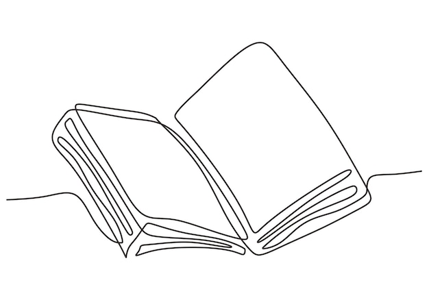 Continuous one line drawing open book with flying pages A book on the table isolated on white background Vector illustration education supplies back to school theme minimalism style