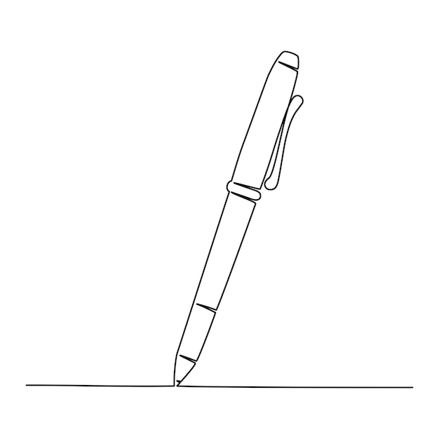 Continuous one line drawing of pen Vector illustration