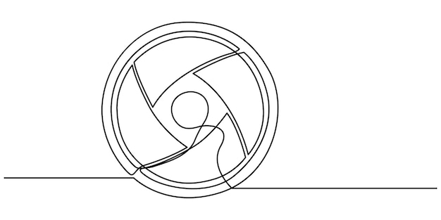 Vector continuous one line drawing photography icons concept single line vector illustration camera lens