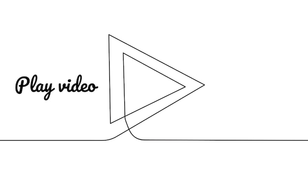 Continuous one line drawing of play button