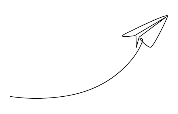 Continuous one line drawing Pointing location at map and paper plane