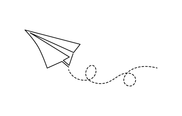 Continuous one line drawing Pointing location at map and paper plane