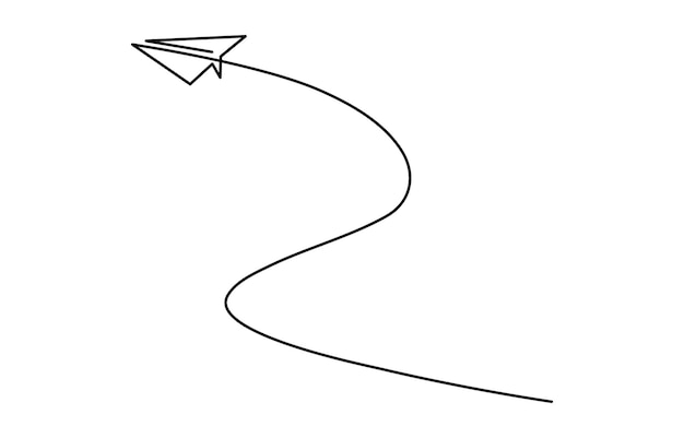 Continuous one line drawing Pointing location at map and paper plane