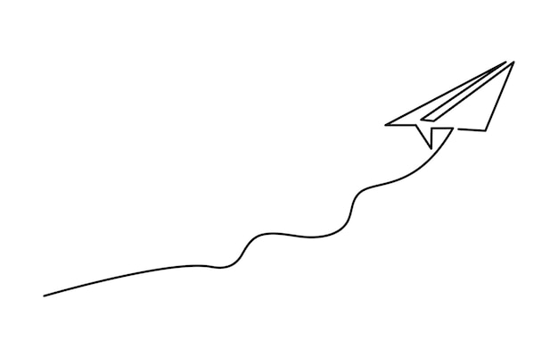 Continuous one line drawing Pointing location at map and paper plane