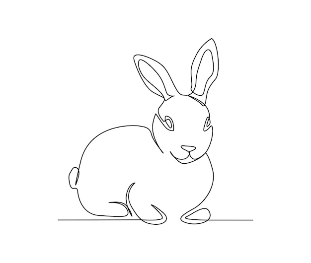 Continuous one line drawing of rabbit Cute bunny simple hand drawn vector illustration