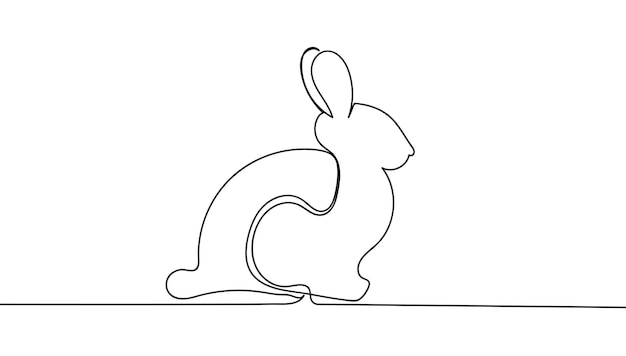 Continuous One Line Drawing of Rabbit