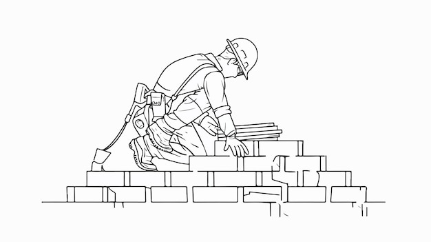 Continuous One Line Drawing of Repairman Building