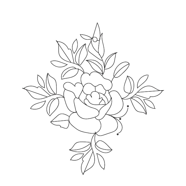 Continuous one line drawing rose flower vector image