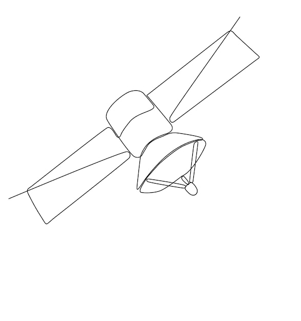 Continuous one line drawing of a Satellite Icon. Single line draw design vector graphic