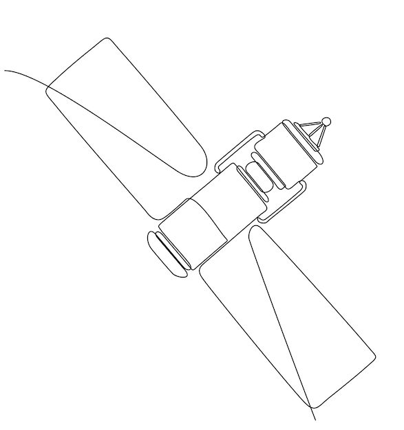 Continuous one line drawing of a Satellite Icon. Single line draw design vector graphic