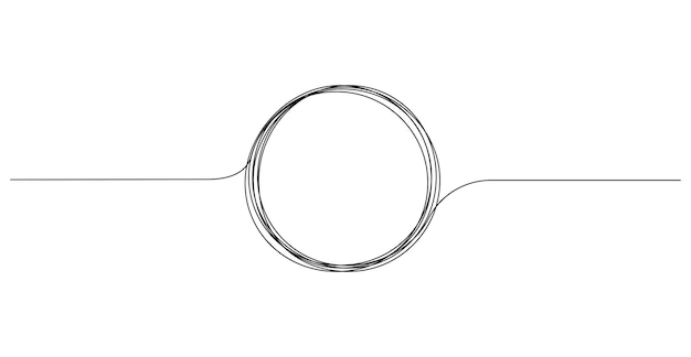 Continuous one line drawing of scribble black circle Round frame sketch outline on white background Editable stroke Doodle vector illustration