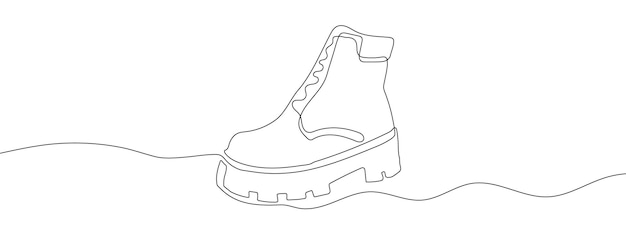 Continuous one line drawing silhouette of boots The boots linear icon