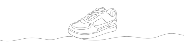 Continuous one line drawing silhouette of sneakers The sneakers linear icon