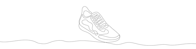 Continuous one line drawing silhouette of sneakers The sneakers linear icon