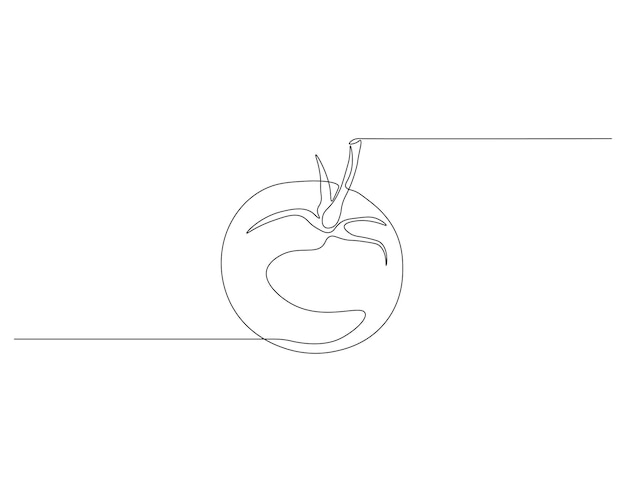 Continuous one line drawing of tomato One line drawing illustration of tomato vegetable Fresh raw vegetable concept continuous line art Editable outline