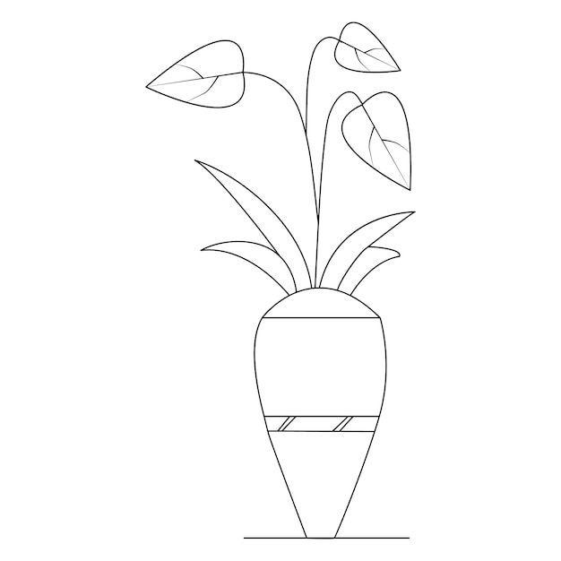 Continuous one line drawing tree plant growth progress single line vector art illustration