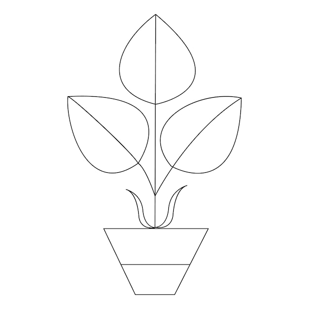 Continuous one line drawing tree plant growth progress single line vector art illustration