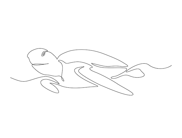 Continuous one line drawing of turtle. Simple illustration of tortoise line art vector illustration