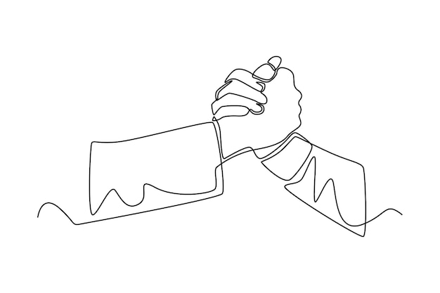 Continuous one line drawing two clasped hands Team work concept Single line draw design vector graphic illustration