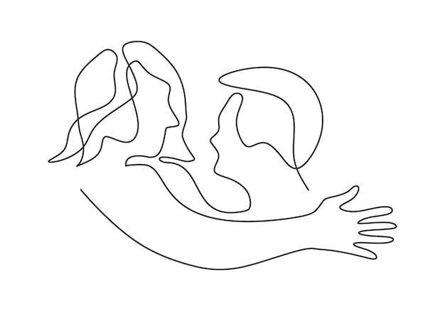 Continuous one line drawing of young couple hugging each other Man and woman in love and share their intimacy Love concept isolated on white background Vector illustration romantic couple