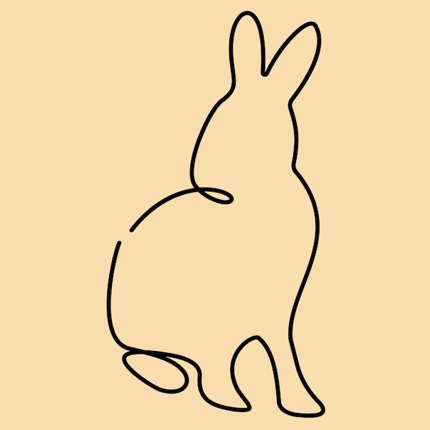 Continuous one line rabbit or Bunny Silhouette Animal theme symbol of 2023 by Chinese horoscope Vector illustration new year