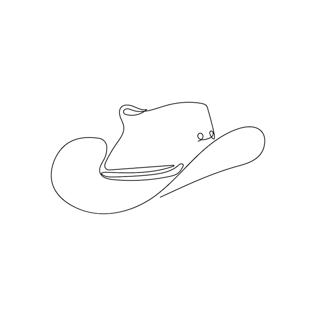 Continuous one single line drawing of Cowboy hat. Hand drawn vector illustration.