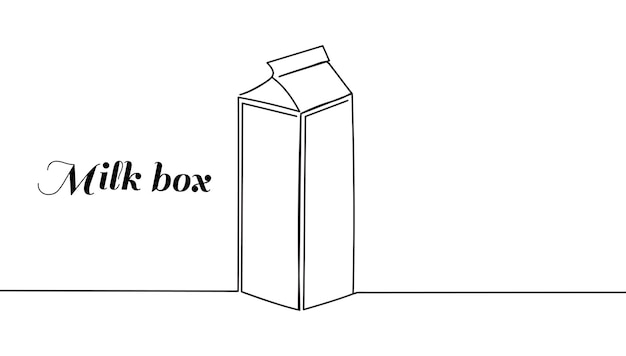 continuous one single simple line drawing icon of milk box