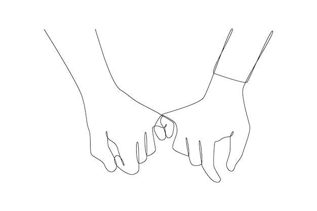 Continuous oneline drawing friendship with the little finger Friendship Day concept