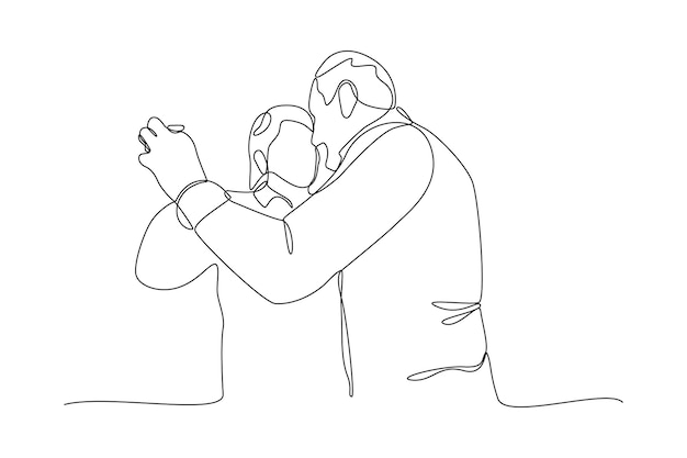 Continuous oneline drawing grandparents dance together Grandparent day concept