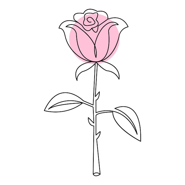 Continuous rose flower one line hand draw sketch and outline vector illustration of minimalist