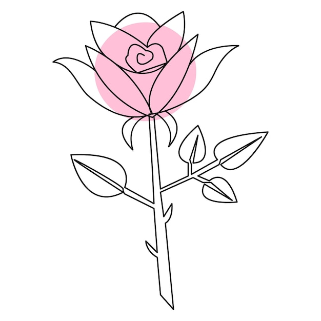 Continuous rose flower one line hand draw sketch and outline vector illustration of minimalist