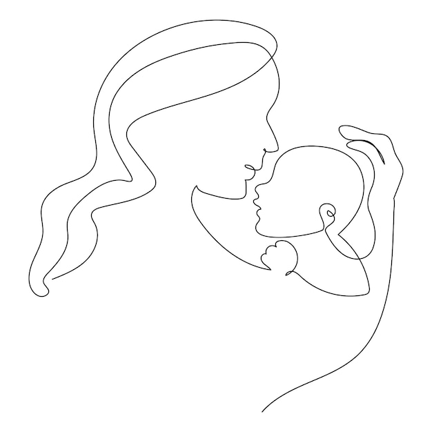 Continuous single line art drawing one line illustration art on Baby