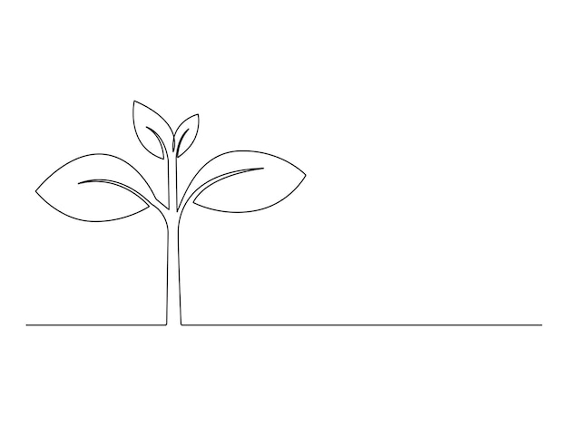 Vector continuous single line art of growing sprout vector illustration