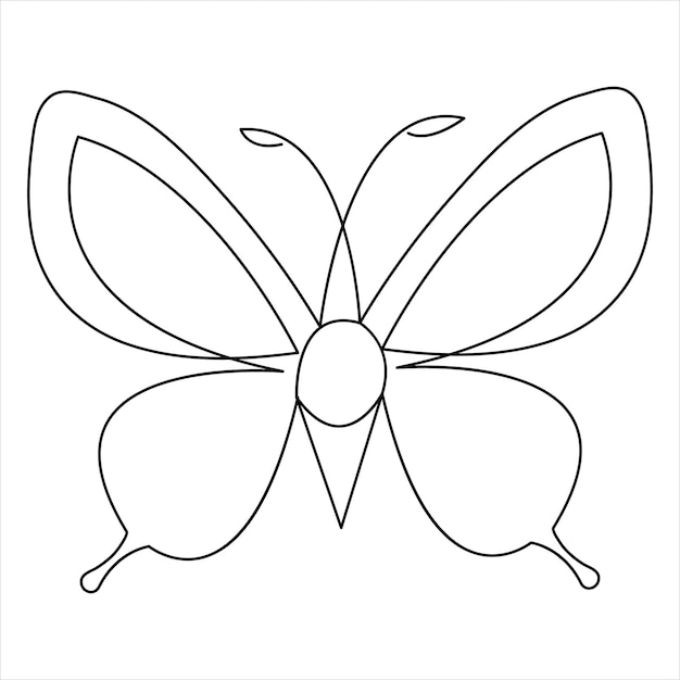 Continuous single line butterfly design hand drawn minimalism outline vector illustration