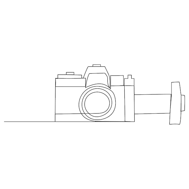 Continuous single line camera one line art drawing illustration art on camera