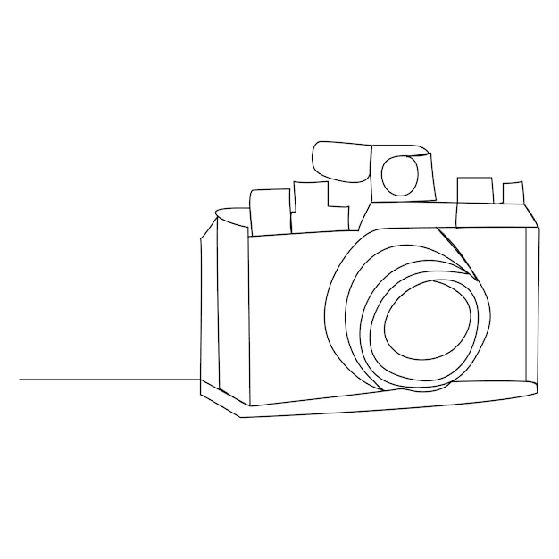 Continuous single line camera one line art drawing illustration art on camera