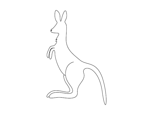 Continuous single line drawing of cute kangaroo Isolated on white background vector illustration