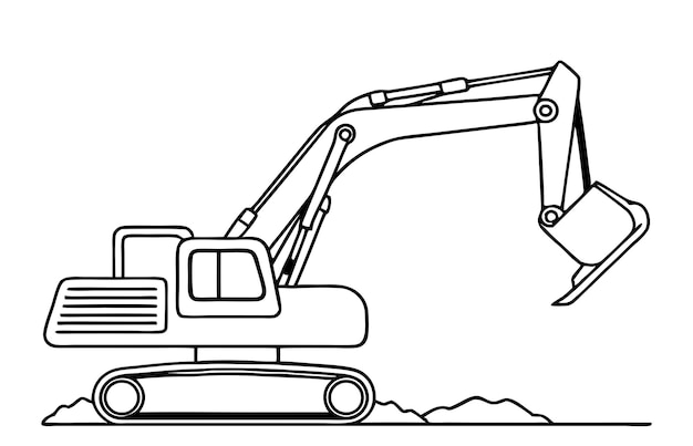 a continuous single line drawing of an excavator in line art vector illustration 13