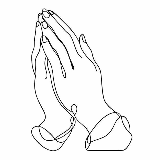 continuous single line drawing of hands clasped in prayer as a line art vector illustration 22