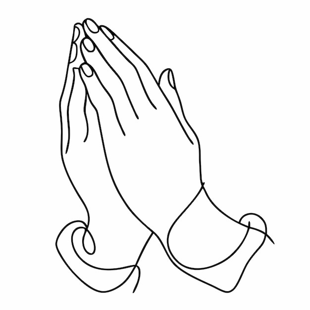 Vector continuous single line drawing of hands clasped in prayer as a line art vector illustration 5