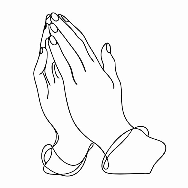 continuous single line drawing of hands clasped in prayer as a line art vector illustration 9