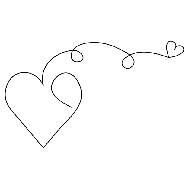 Continuous single line drawing heart valentine's day love isolated hand drawn vector illustration