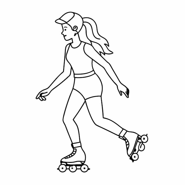 continuous single line drawing of a young woman on inline skates soild color The artwork should be a line art vector illustratio 18