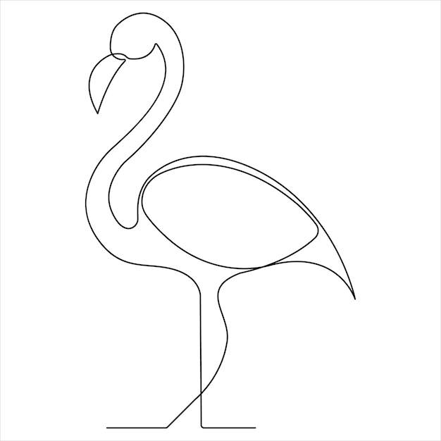 Vector continuous single line heron bird art drawing vector style illustration