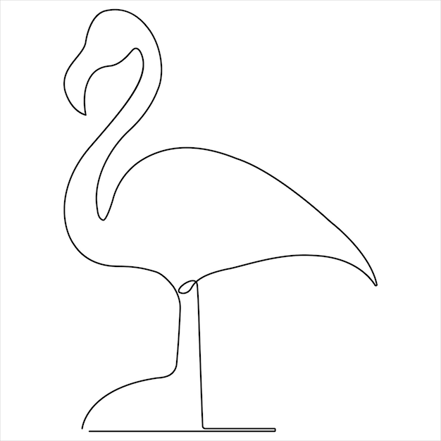 Vector continuous single line heron bird art drawing vector style illustration