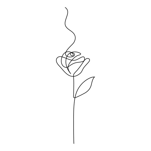 Vector continuous single line of rose flower drawing outline vector art illustration